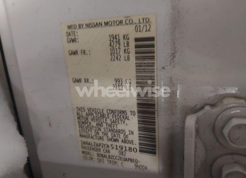 Photo 9 of 2012 Nissan Altima 2.5 S (VIN 1N4AL2AP2CN519180)