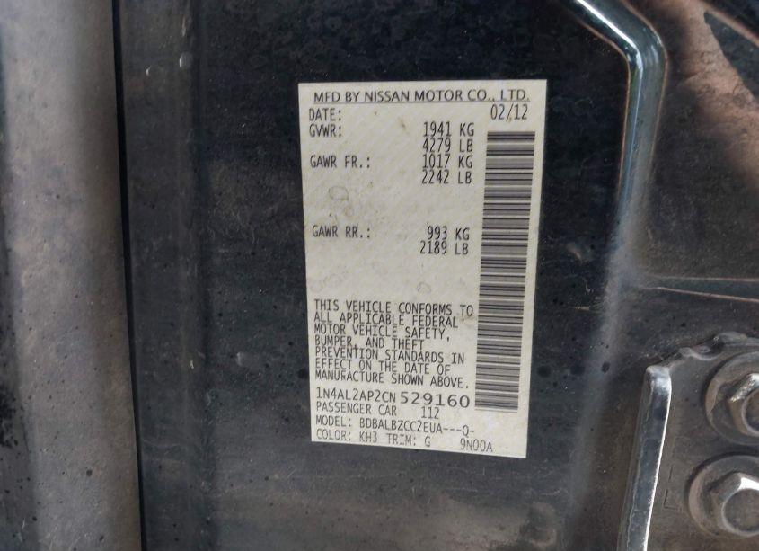 Photo 9 of 2012 Nissan Altima 2.5 S (VIN 1N4AL2AP2CN529160)