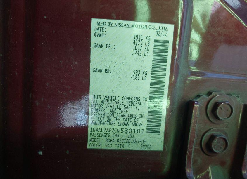 Photo 9 of 2012 Nissan Altima 2.5 S (VIN 1N4AL2AP2CN530101)