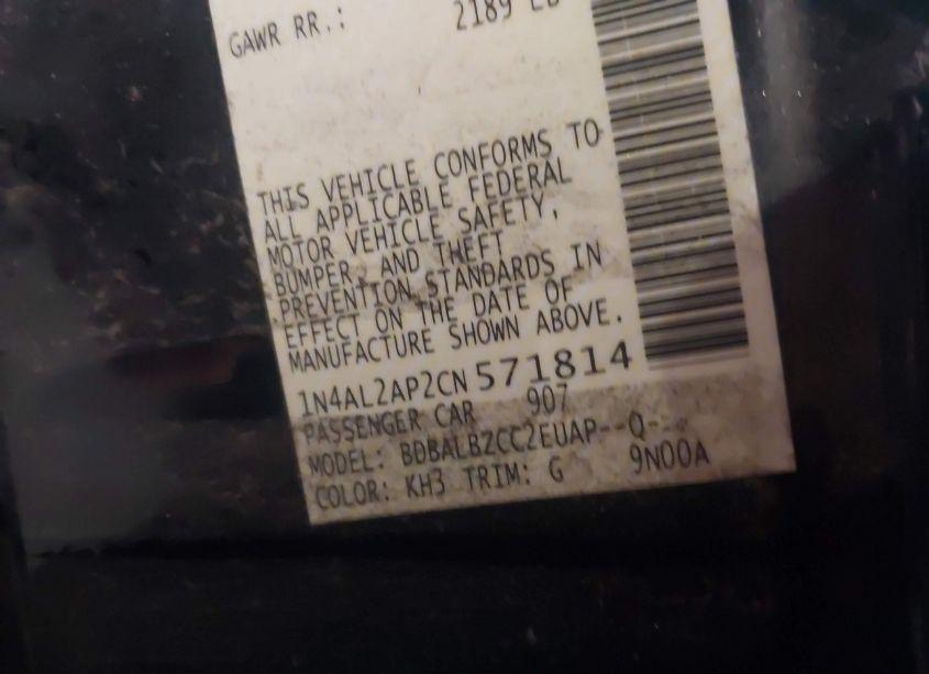 Photo 9 of 2012 Nissan Altima 2.5 S (VIN 1N4AL2AP2CN571814)