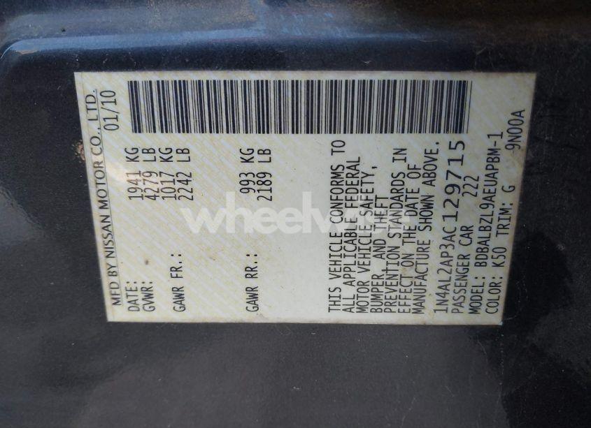 Photo 9 of 2010 Nissan Altima 2.5 S (VIN 1N4AL2AP3AC129715)