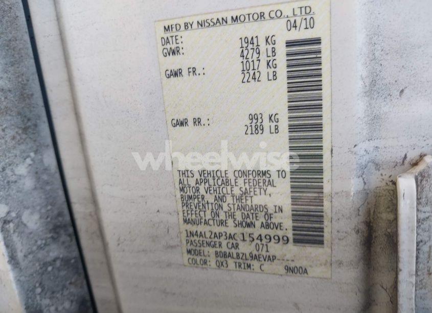 Photo 9 of 2010 Nissan Altima 2.5 S (VIN 1N4AL2AP3AC154999)