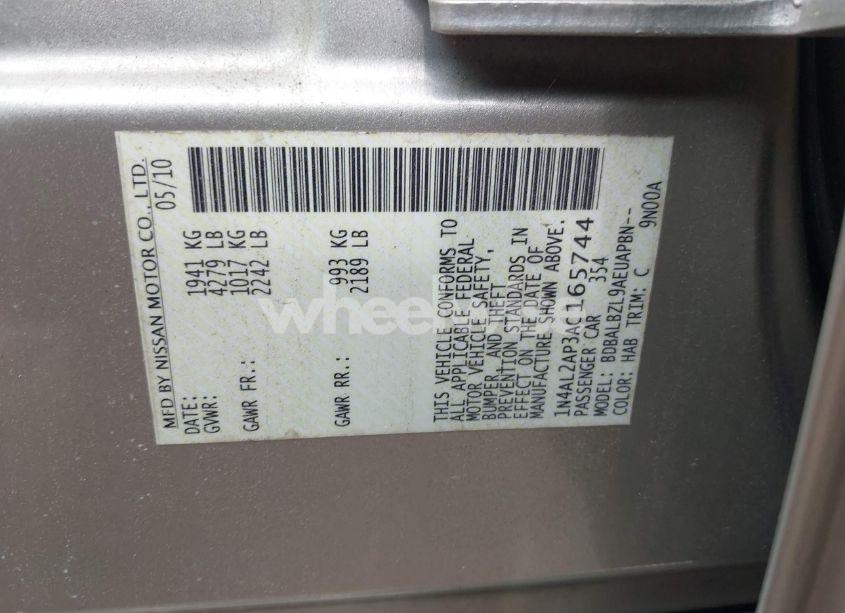 Photo 9 of 2010 Nissan Altima 2.5 S (VIN 1N4AL2AP3AC165744)