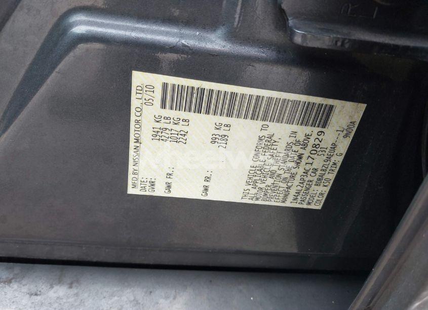 Photo 9 of 2010 Nissan Altima 2.5 S (VIN 1N4AL2AP3AC170829)