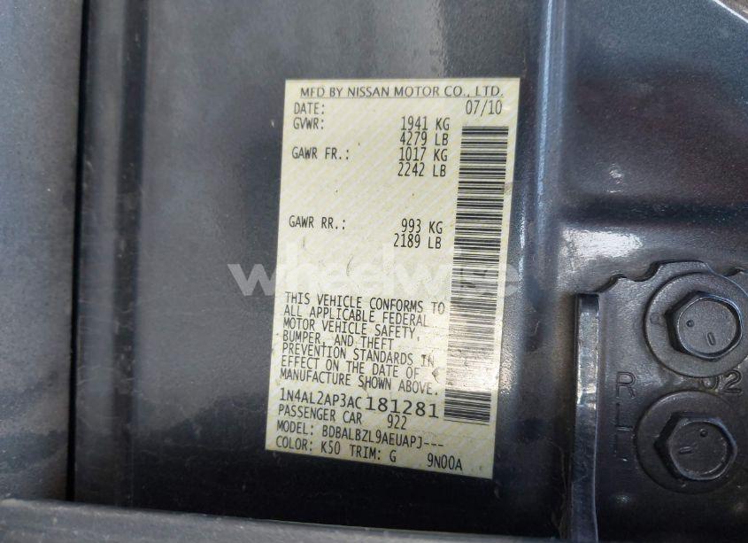 Photo 9 of 2010 Nissan Altima 2.5 S (VIN 1N4AL2AP3AC181281)