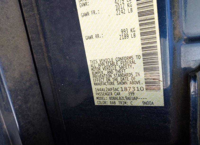 Photo 9 of 2010 Nissan Altima 2.5 S (VIN 1N4AL2AP3AC187310)