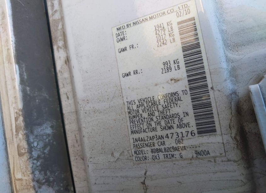 Photo 9 of 2010 Nissan Altima 2.5 S (VIN 1N4AL2AP3AN473176)