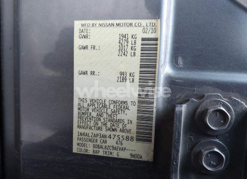 Photo 9 of 2010 Nissan Altima 2.5 S (VIN 1N4AL2AP3AN475588)