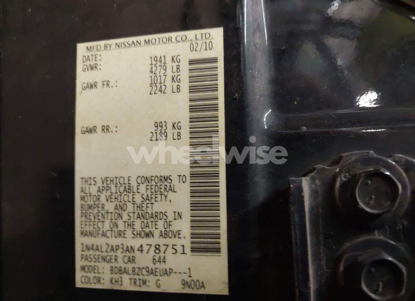 Photo 9 of 2010 Nissan Altima 2.5 S (VIN 1N4AL2AP3AN478751)