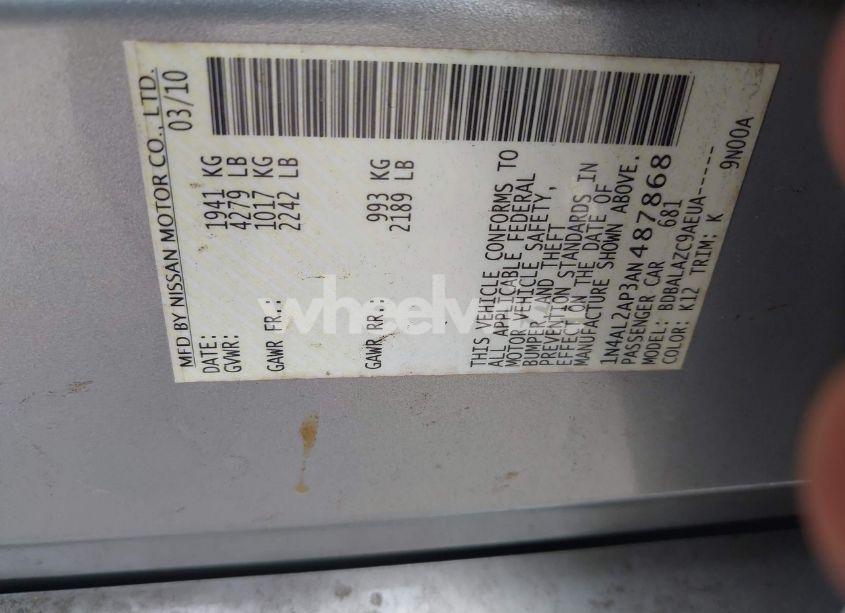 Photo 9 of 2010 Nissan Altima 2.5 (VIN 1N4AL2AP3AN487868)