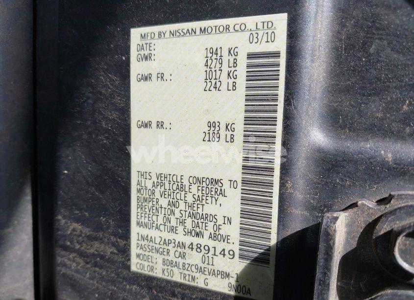 Photo 9 of 2010 Nissan Altima 2.5 S (VIN 1N4AL2AP3AN489149)