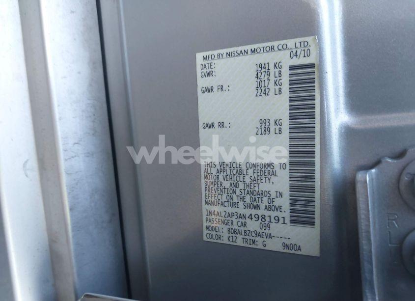 Photo 9 of 2010 Nissan Altima 2.5 S (VIN 1N4AL2AP3AN498191)