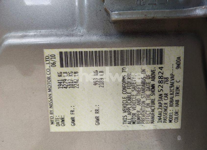 Photo 9 of 2010 Nissan Altima 2.5 S (VIN 1N4AL2AP3AN528824)