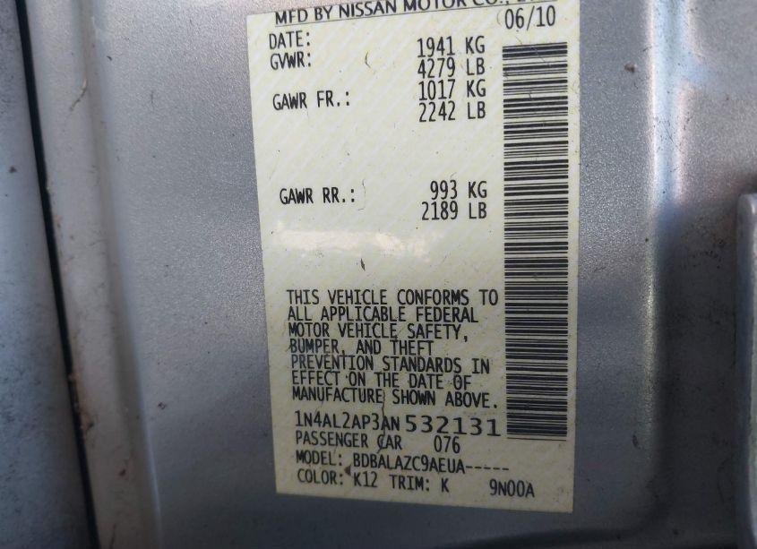 Photo 9 of 2010 Nissan Altima 2.5 (VIN 1N4AL2AP3AN532131)