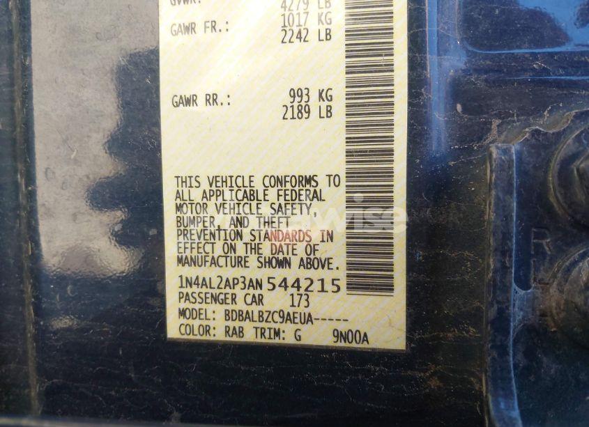 Photo 9 of 2010 Nissan Altima 2.5 S (VIN 1N4AL2AP3AN544215)