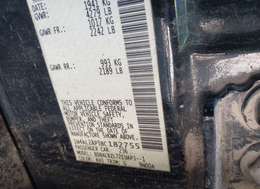 Photo 9 of 2011 Nissan Altima 2.5 S (VIN 1N4AL2AP3BC182755)