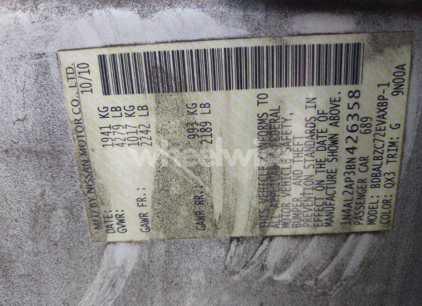 Photo 9 of 2011 Nissan Altima 2.5 S (VIN 1N4AL2AP3BN426358)