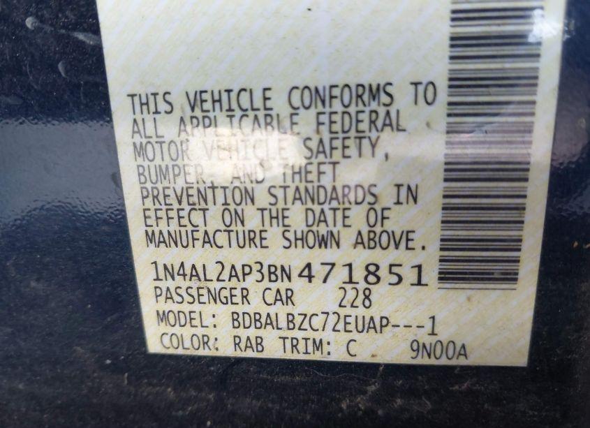 Photo 9 of 2011 Nissan Altima 2.5 S (VIN 1N4AL2AP3BN471851)