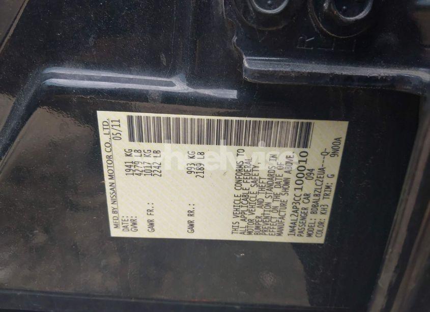 Photo 9 of 2012 Nissan Altima 2.5 S (VIN 1N4AL2AP3CC100010)