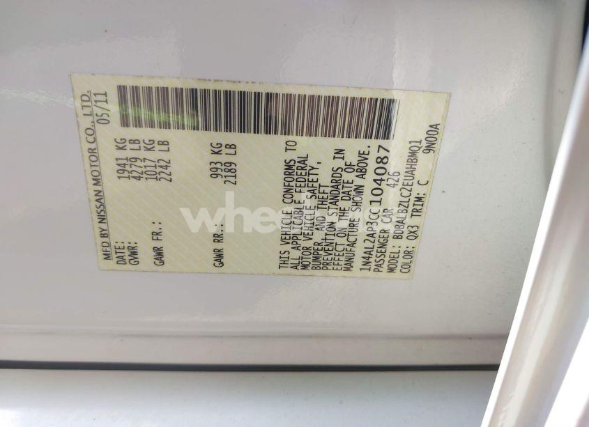 Photo 9 of 2012 Nissan Altima 2.5 S (VIN 1N4AL2AP3CC104087)