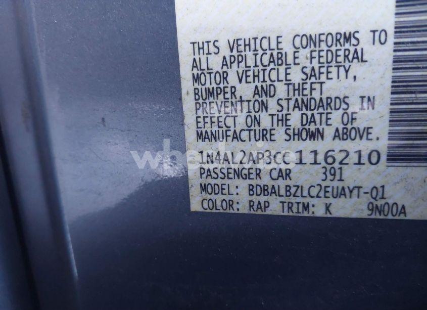 Photo 9 of 2012 Nissan Altima 2.5 S (VIN 1N4AL2AP3CC116210)