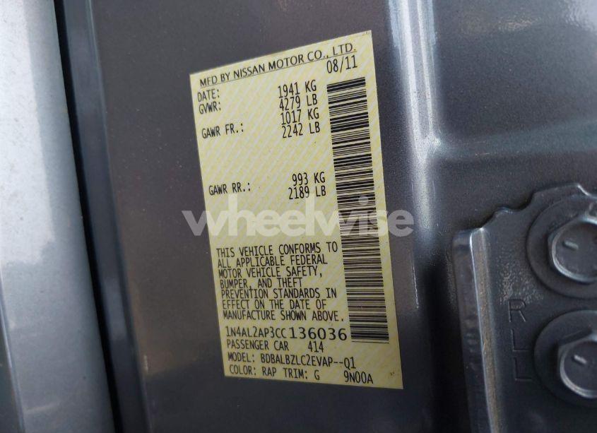 Photo 9 of 2012 Nissan Altima 2.5 S (VIN 1N4AL2AP3CC136036)