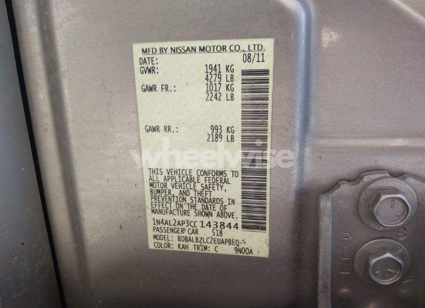 Photo 9 of 2012 Nissan Altima 2.5 S (VIN 1N4AL2AP3CC143844)