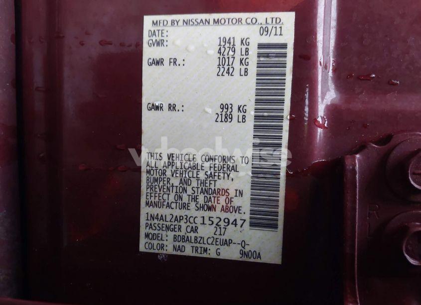 Photo 9 of 2012 Nissan Altima 2.5 S (VIN 1N4AL2AP3CC152947)