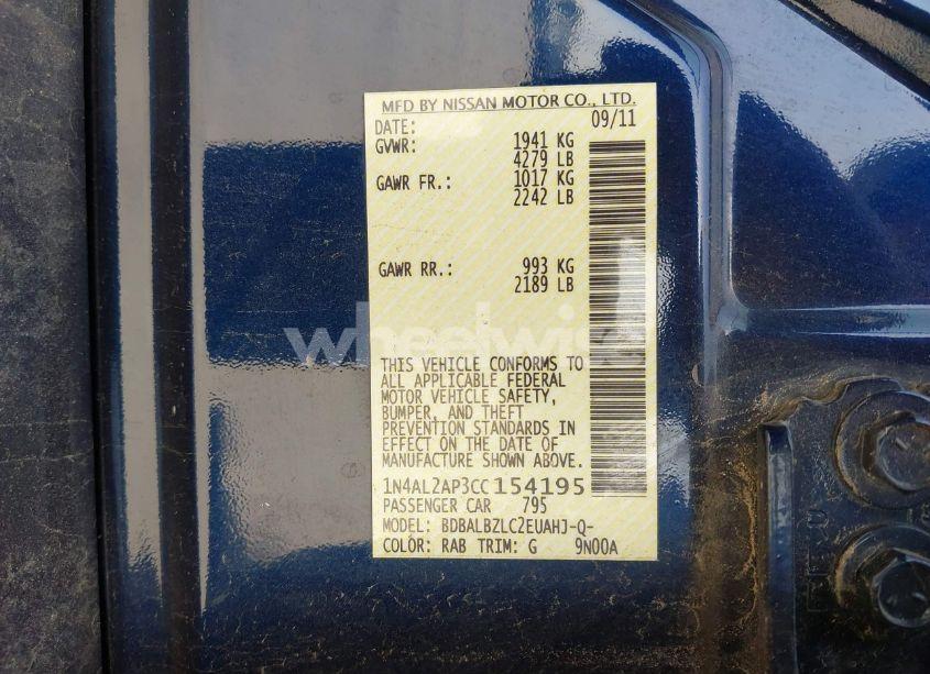 Photo 9 of 2012 Nissan Altima 2.5 S (VIN 1N4AL2AP3CC154195)