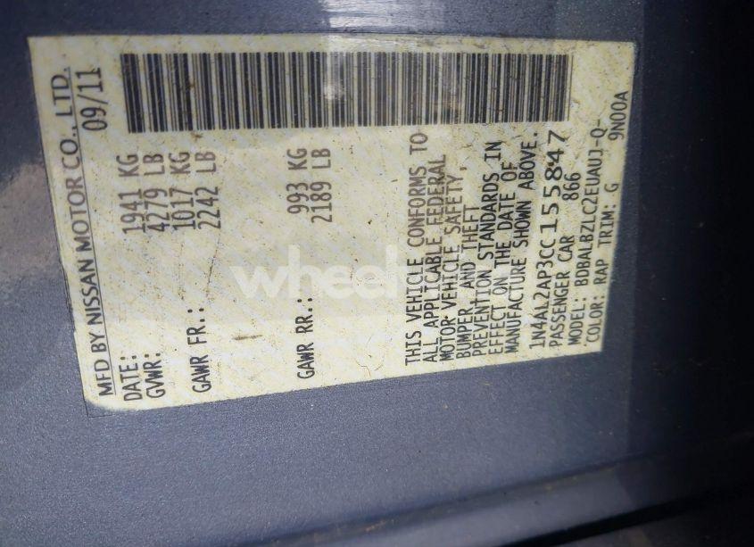 Photo 9 of 2012 Nissan Altima 2.5 S (VIN 1N4AL2AP3CC155847)