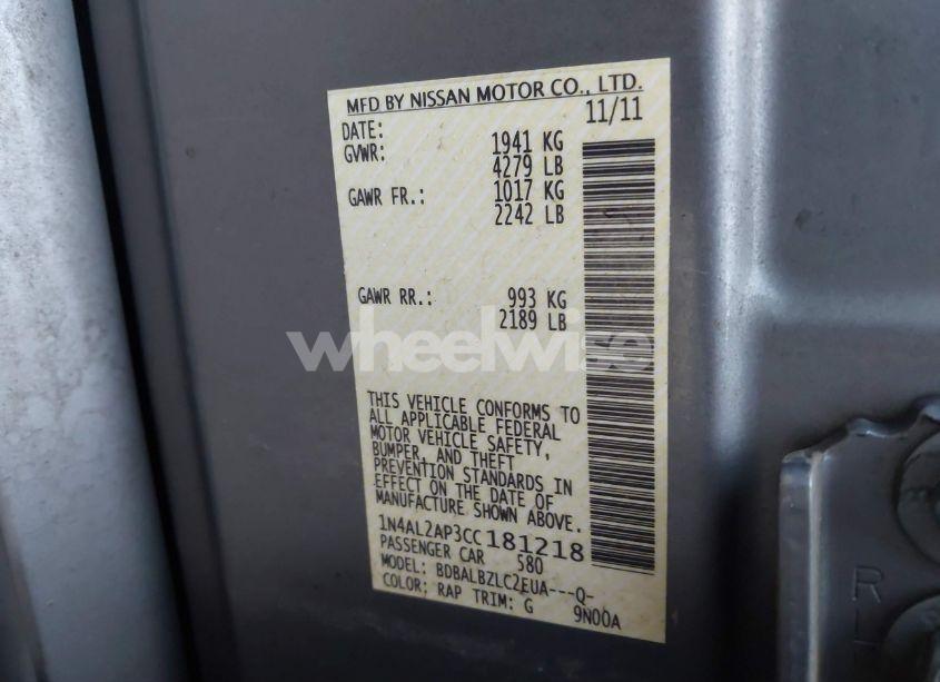 Photo 9 of 2012 Nissan Altima 2.5 S (VIN 1N4AL2AP3CC181218)