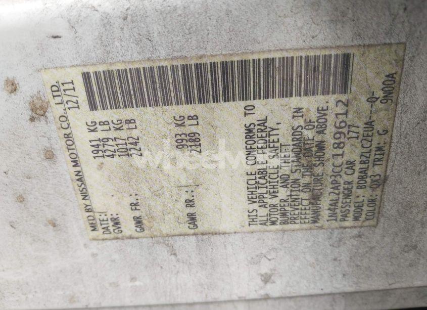 Photo 9 of 2012 Nissan Altima 2.5 S (VIN 1N4AL2AP3CC189612)