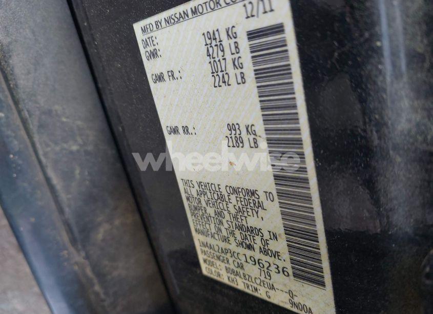 Photo 9 of 2012 Nissan Altima 2.5 S (VIN 1N4AL2AP3CC196236)