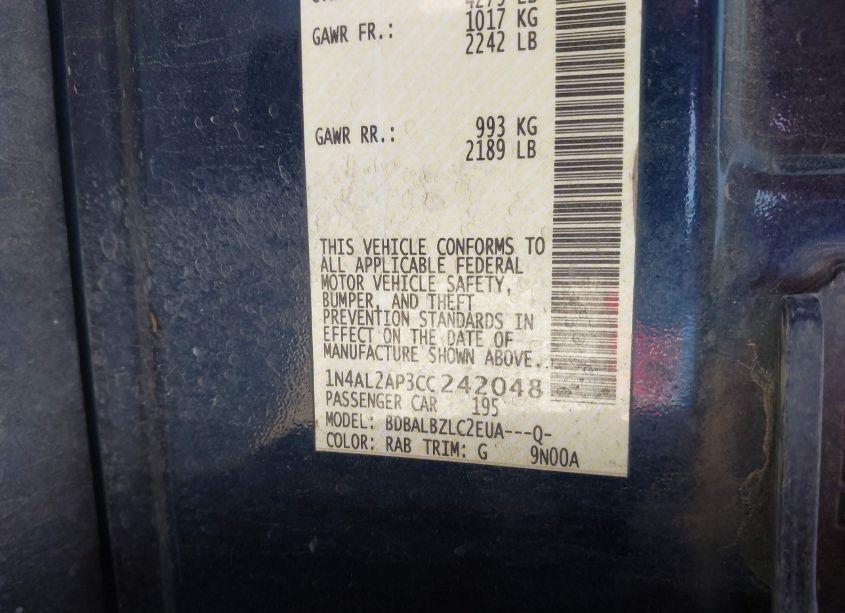 Photo 9 of 2012 Nissan Altima 2.5 S (VIN 1N4AL2AP3CC242048)