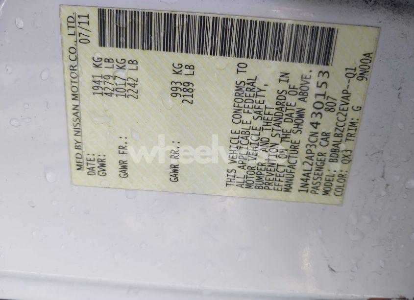 Photo 9 of 2012 Nissan Altima 2.5 S (VIN 1N4AL2AP3CN430153)