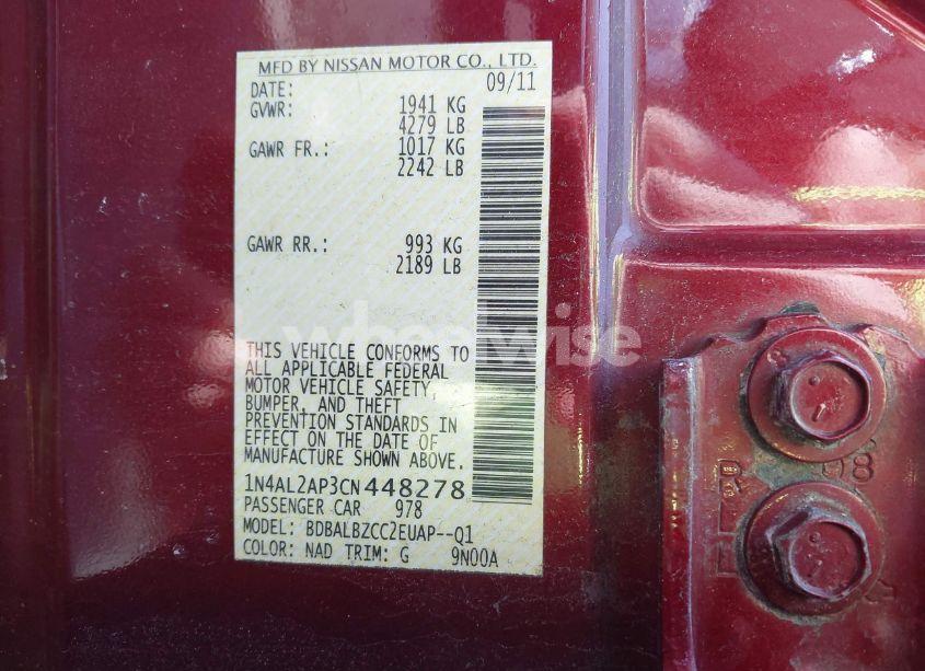 Photo 9 of 2012 Nissan Altima 2.5 S (VIN 1N4AL2AP3CN448278)