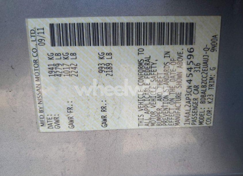 Photo 9 of 2012 Nissan Altima 2.5 S (VIN 1N4AL2AP3CN454596)