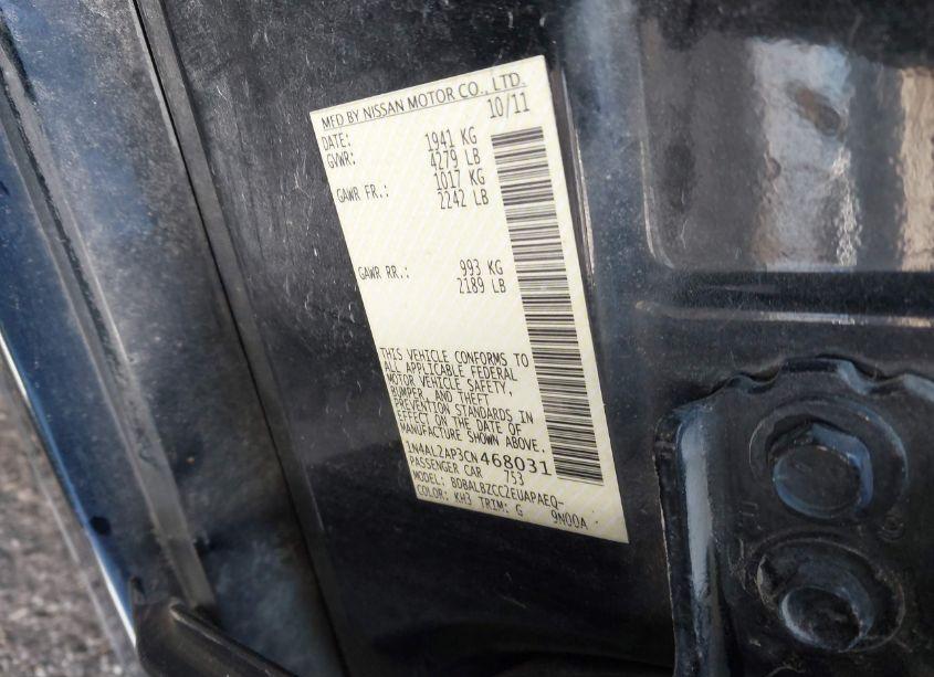 Photo 11 of 2012 Nissan Altima 2.5 S (VIN 1N4AL2AP3CN468031)