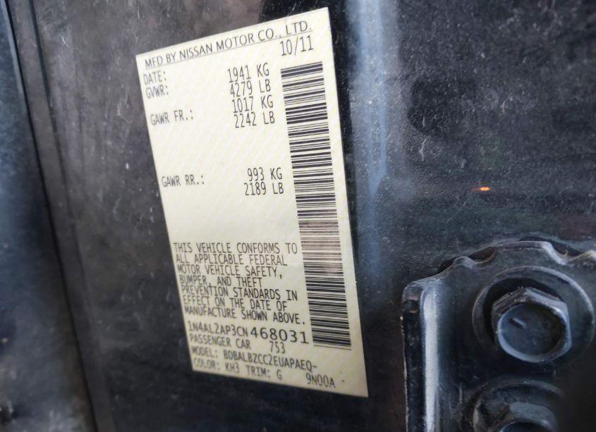 Photo 9 of 2012 Nissan Altima 2.5 S (VIN 1N4AL2AP3CN468031)