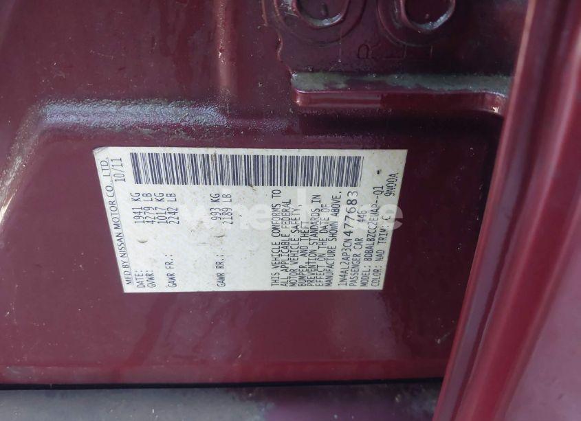 Photo 9 of 2012 Nissan Altima 2.5 S (VIN 1N4AL2AP3CN477683)