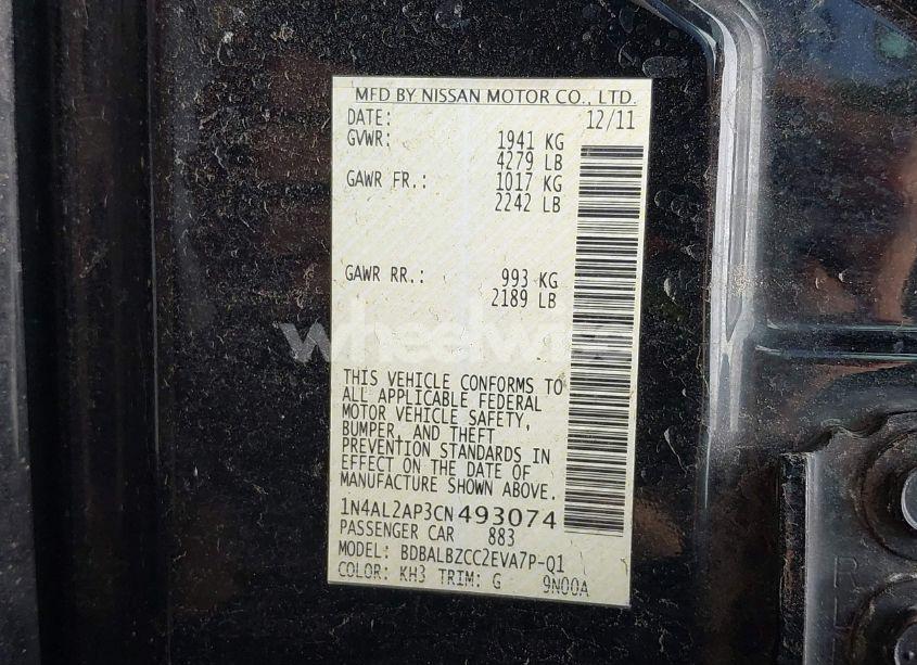 Photo 9 of 2012 Nissan Altima 2.5 S (VIN 1N4AL2AP3CN493074)