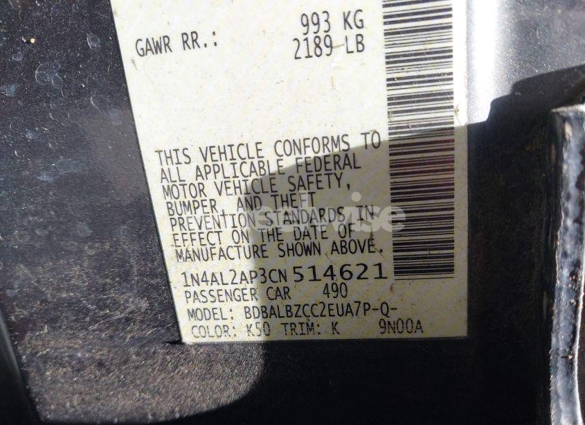 Photo 9 of 2012 Nissan Altima 2.5 S (VIN 1N4AL2AP3CN514621)