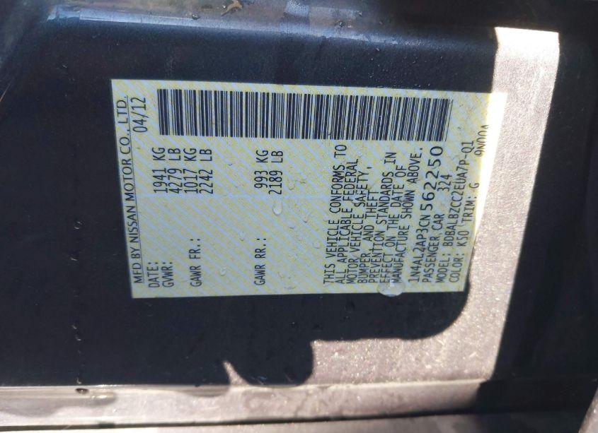 Photo 9 of 2012 Nissan Altima 2.5 S (VIN 1N4AL2AP3CN562250)