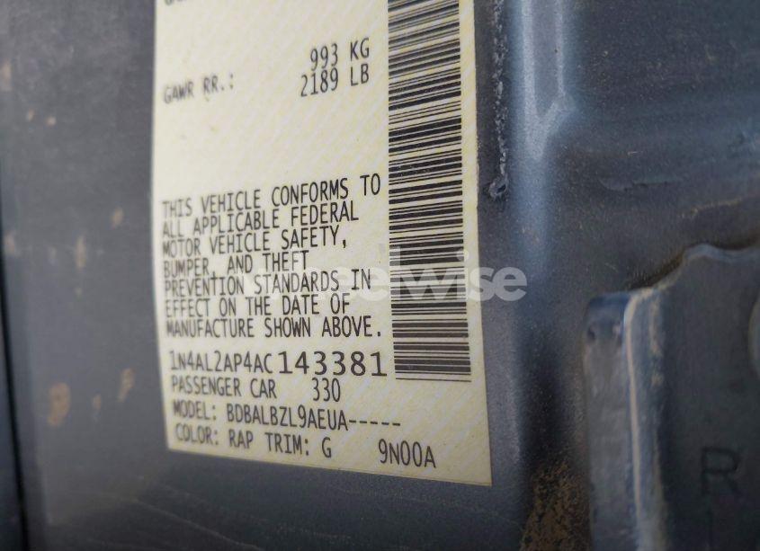 Photo 9 of 2010 Nissan Altima 2.5 S (VIN 1N4AL2AP4AC143381)