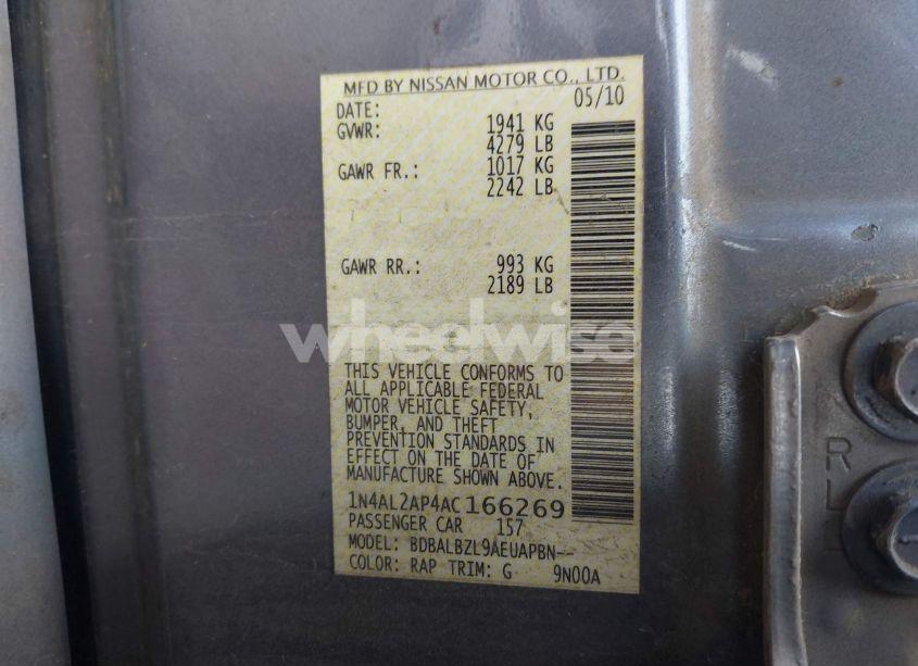 Photo 9 of 2010 Nissan Altima 2.5 S (VIN 1N4AL2AP4AC166269)