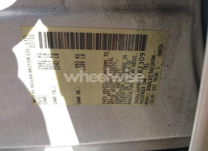 Photo 9 of 2010 Nissan Altima 2.5 S (VIN 1N4AL2AP4AC182309)