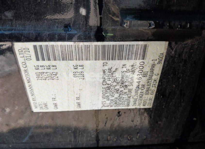 Photo 9 of 2010 Nissan Altima 2.5 S (VIN 1N4AL2AP4AN463000)