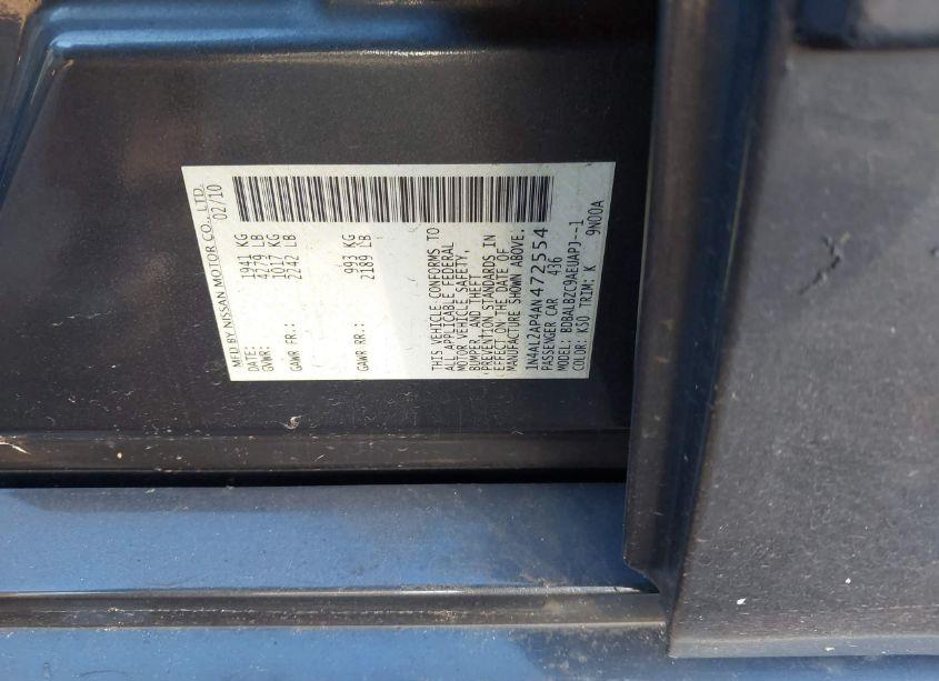 Photo 9 of 2010 Nissan Altima 2.5 S (VIN 1N4AL2AP4AN472554)