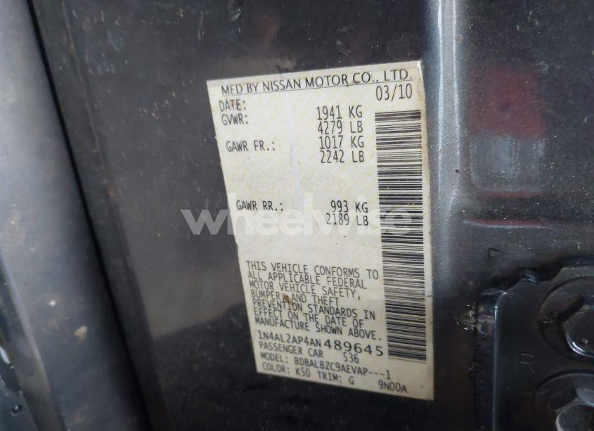 Photo 9 of 2010 Nissan Altima 2.5 S (VIN 1N4AL2AP4AN489645)