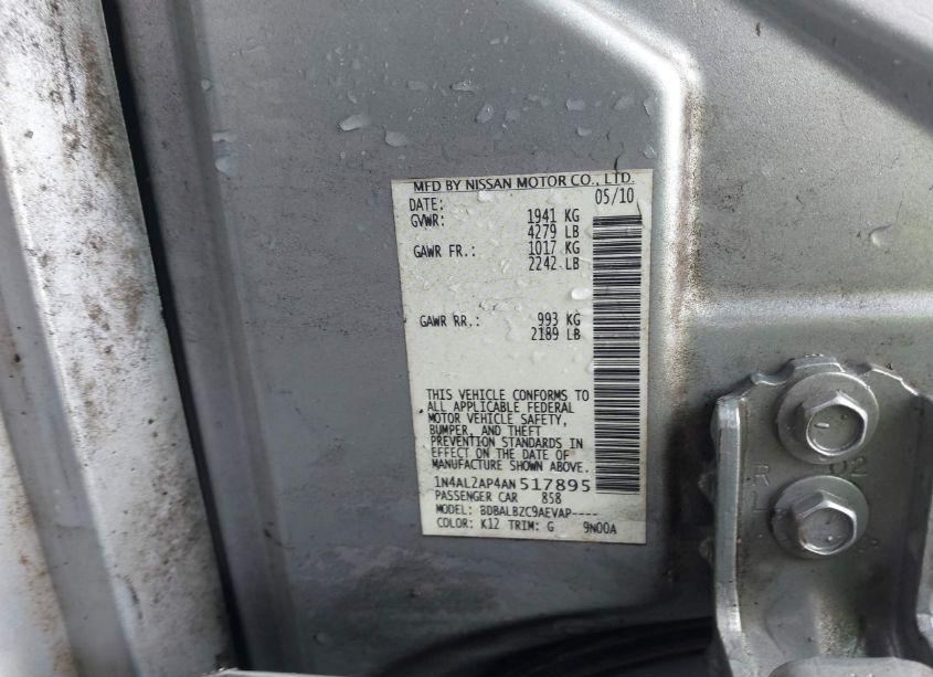 Photo 9 of 2010 Nissan Altima 2.5 S (VIN 1N4AL2AP4AN517895)